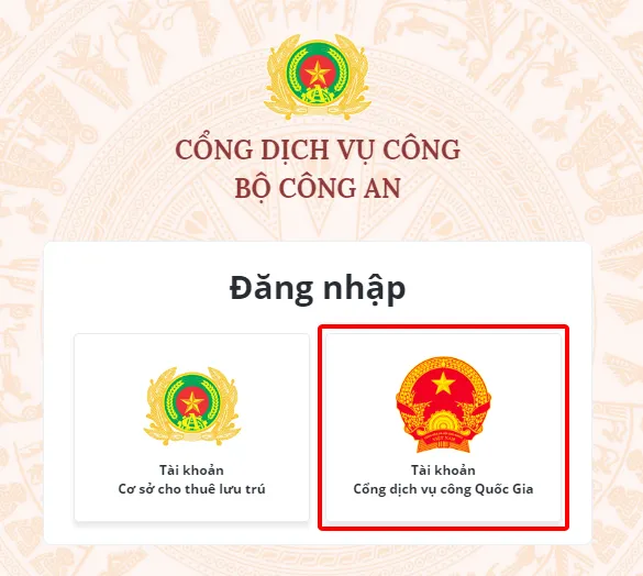 Cách đăng nhập bằng tài khoản định danh điện tử