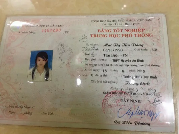 Nhận làm bằng lớp 12 Tây Ninh phôi thật