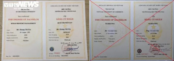 So sánh bằng giả với bằng thật tại Đại học Thương mại