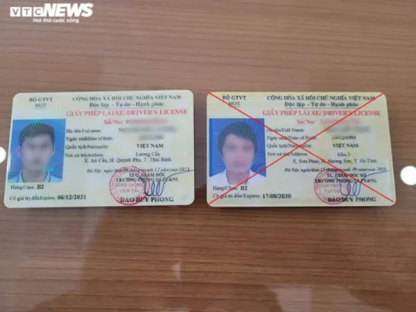 So sánh mặt trước và mặt sau của bằng lái giả, thật