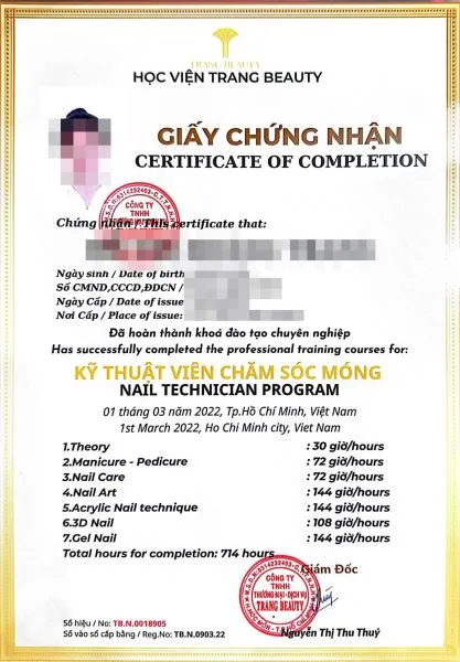 Bằng Nail Quốc Tế Chuyên Nghiệp