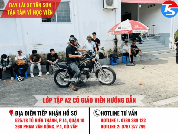 Buổi tập xe thực hành tại trung tâm Tân Sơn