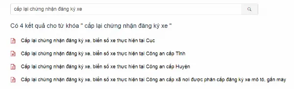 Tìm kiếm thủ tục trên hệ thống