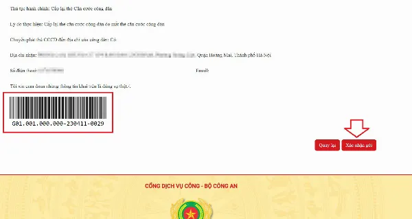 Phiếu xác nhận thông tin người xin cấp lại CCCD