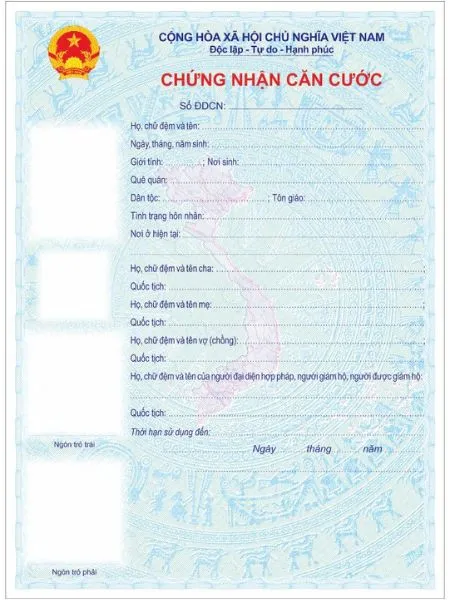 Mẫu giấy chứng nhận căn cước