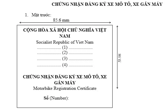 Mẫu giấy chứng nhận đăng ký xe máy mới