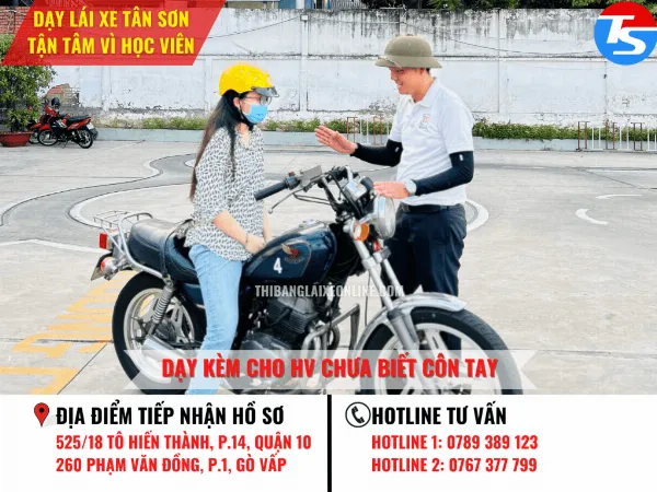 Học viên thực hành xe phân khối lớn A2