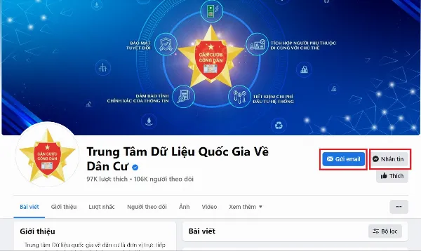 Tra cứu qua Fanpage của Trung tâm Dữ liệu quốc gia