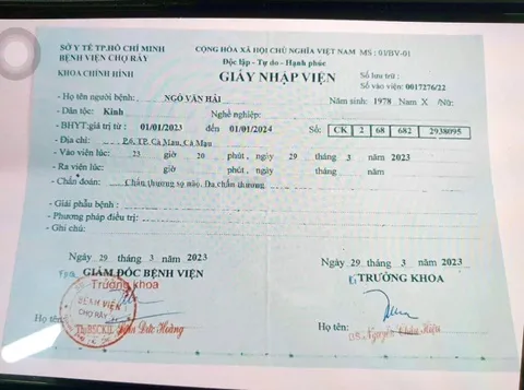 Tờ giấy nhập viện giả ở Bệnh viện Chợ Rẫy - Hình ảnh giấy tờ bị phát hiện giả