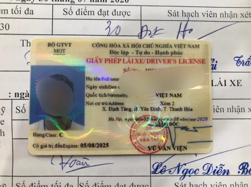 Mẫu bằng lái xe ô tô hạng C - Sử dụng cho phương tiện trọng tải lớn