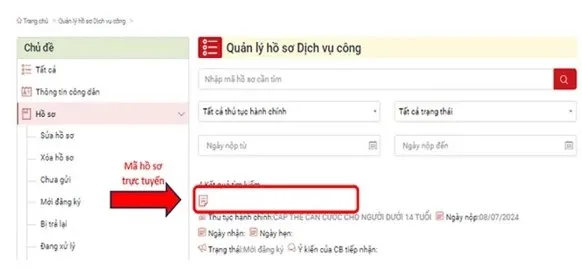 Thông báo xác nhận gửi hồ sơ thành công
