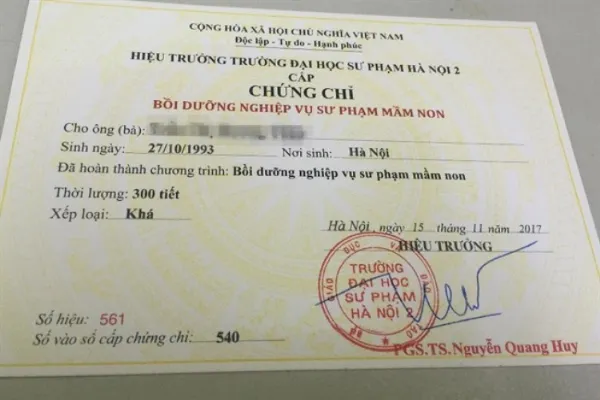 Dịch vụ làm bằng cao đẳng mầm non chất lượng