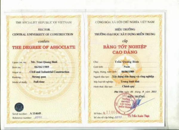 Bằng Cao Đẳng Phôi Gốc Chất Lượng