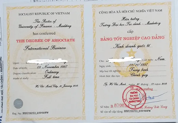 Phôi bằng Cao Đẳng chính quy chất lượng cao