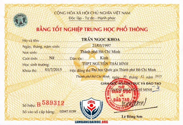 Phôi thật bằng cấp 3 được cung cấp tại Bắc Giang