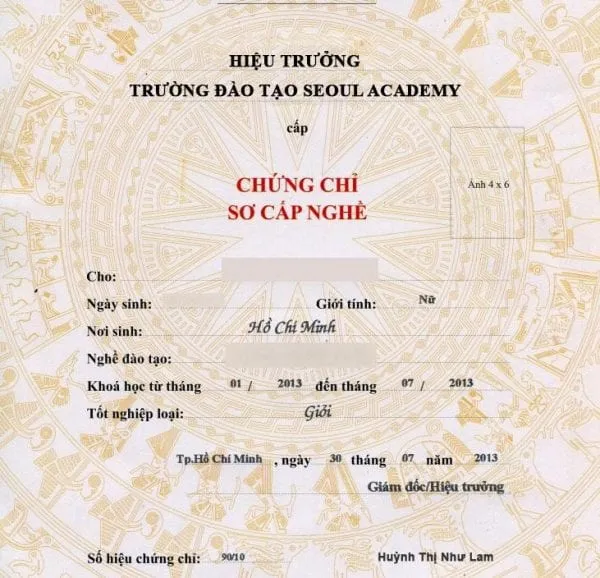 Phiếu cam kết làm chứng chỉ massage giả