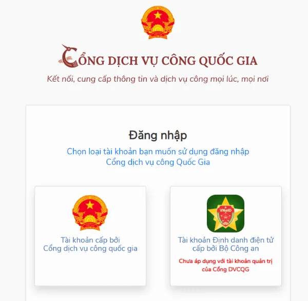 Các loại tài khoản để đăng nhập