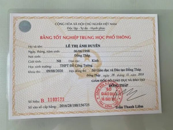 Mẫu bằng tốt nghiệp cấp 3 từ 2015 đến nay