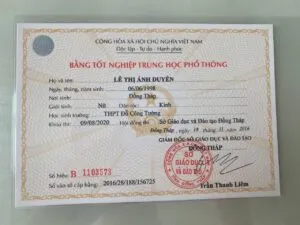 Tấm Bằng Cấp 3 Phôi Thật