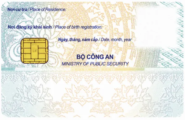 Mẫu mặt sau của thẻ căn cước mới, hiển thị mã QR Code